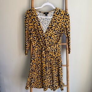 Gold/Black Cheetah Dress with front Tie M